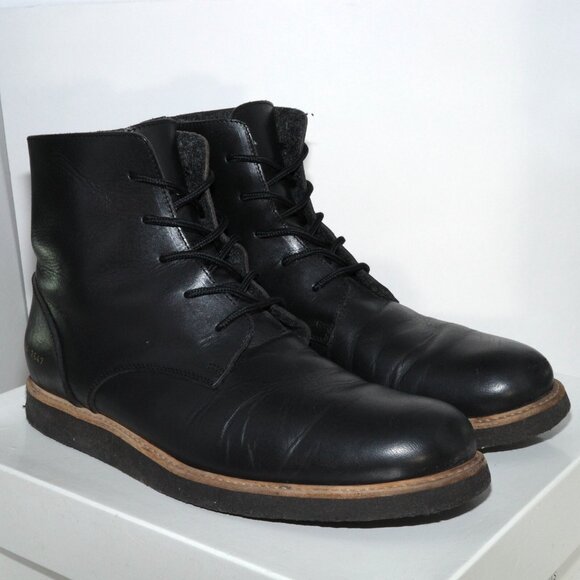 Common Projects Combat Boot Black Leather Side Zip 1979 Size 44 US 11 Mens Italy - Picture 1 of 13